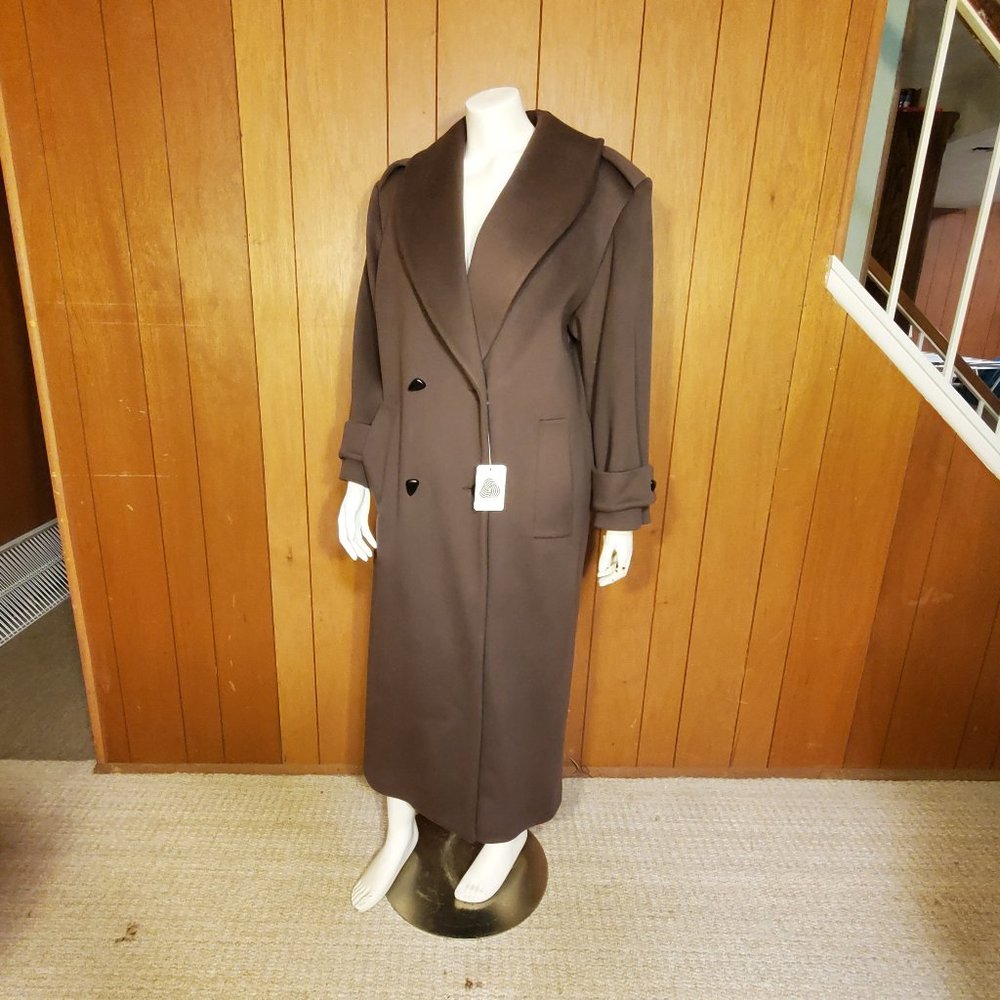 NWT Alorna Vintage Brown Wool Trench Coat Women's Size 16